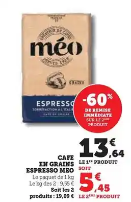 Hyper U Meo - café en grains espresso offre