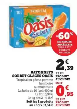 Hyper U Oasis - batonnets sorbet glace offre