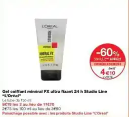 Gel coiffant minéral fx ultra fixant 24 h studio line l'oréal