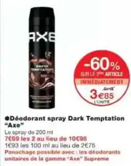 Monop' Beauty Déodorant spray dark temptation axe offre