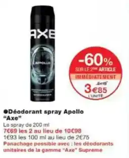 Monop' Beauty Déodorant spray apollo axe offre