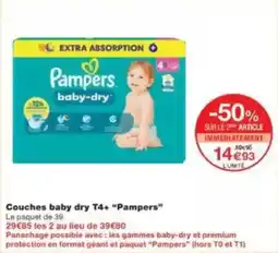 Monop' Beauty Couches baby dry t4+ pampers offre