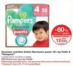 Monop' Beauty Couches-culottes bébés harmonie pants 15+ kg taille 6 pampers offre