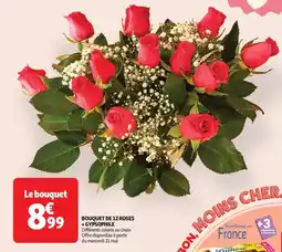 Auchan Drive Bouquet de 12 roses + gypsophile offre