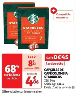 Auchan Drive Capsules de café colombia starbucks offre