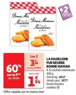 Auchan Drive La madeleine pur beurre bonne maman offre