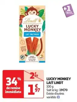 Auchan Drive Lucky monkey lait lindt offre