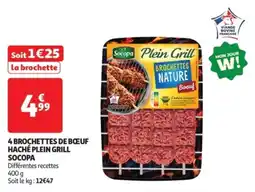 Auchan Drive 4 brochettes de bœuf haché plein grill socopa offre