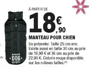 E.Leclerc Manteau Pour Chien offre