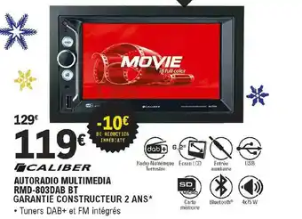 E.Leclerc L'Auto Autoradio Multimedia Rmd-803dab Bt Caliber offre