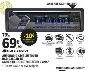 E.Leclerc L'Auto Autoradio Cd-bluetooth Rcd-236dab-bt Caliber offre