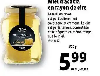 Lidl Miel D'acacia En Rayon De Cire Deluxe offre