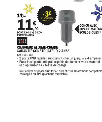 E.Leclerc L'Auto Chargeur Allume-cigare Tnb offre