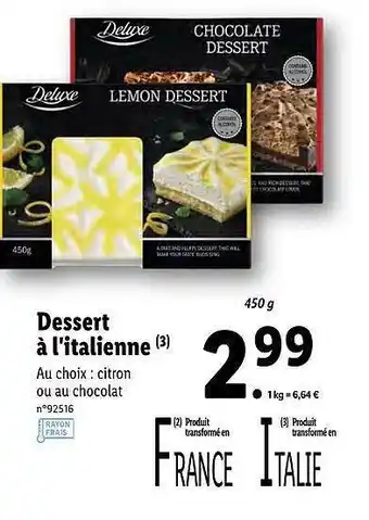 Lidl Dessert à L'italienne Deluxe offre