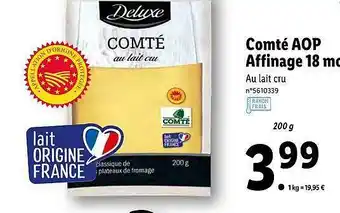 Lidl Comté Aop Affinage 18 Mois Deluxe offre