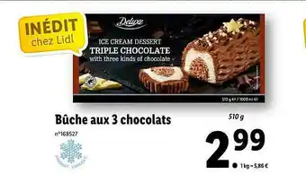 Lidl Bûche Aux 3 Chocolats Deluxe offre