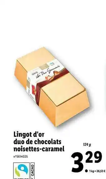 Lidl Lingot D'or Duo De Chocolats Noisettes-caramel offre