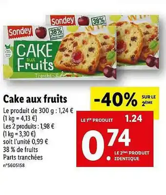 Lidl Cake Aux Fruits Sondey offre