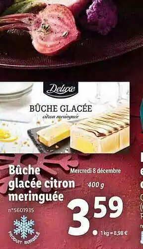 Lidl Bûche Glacée Citron Meringuée Deluxe offre