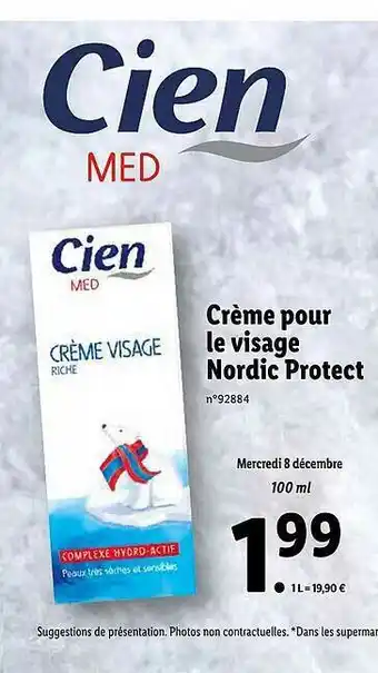 Lidl Crème Pour Le Visage Nordic Protect offre