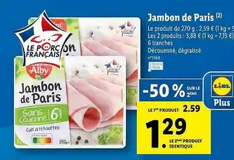 Lidl Jambon De Paris Saint Alby offre