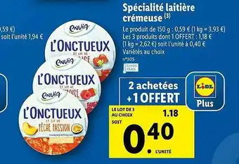 Lidl Spécialité Laitière Crémeuse Envia offre