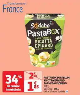 Auchan Drive Pastabox tortellini ricotta épinard parmesan sodebo offre