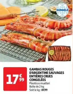 Gambas rouges d'argentine sauvages entières crues congelées