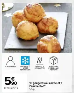 Carrefour Market 16 gougères au comté et à l'emmental offre