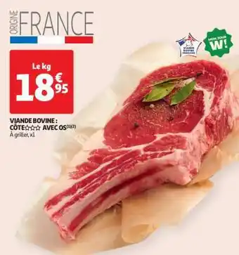Auchan Viande bovine : côte*** avec os offre