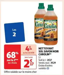 Auchan Nettoyant Sol Savon Noir Carolin offre