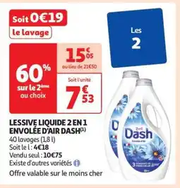 Auchan Lessive Liquide 2 En 1 Envolée D'air Dash offre