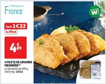 Auchan 4 filets de limande meunière offre