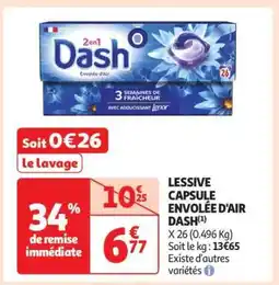 Auchan LESSIVE CAPSULE ENVOLÉE D'AIR DASH offre
