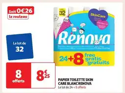 Auchan Papier Toilette Skin Care Blanc Renova offre