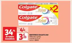 Auchan Dentifrice Colgate 24H offre