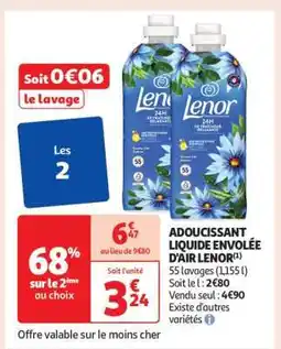 Auchan Adoucissant Liquide Envolée D'air Lenor offre