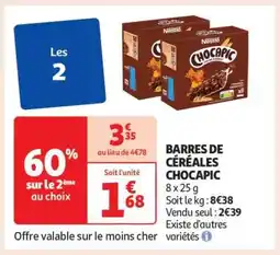 Auchan BARRES DE CÉRÉALES CHOCAPIC offre