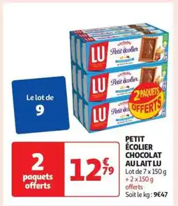 Auchan Petit Écolier Chocolat Au Lait Lu offre