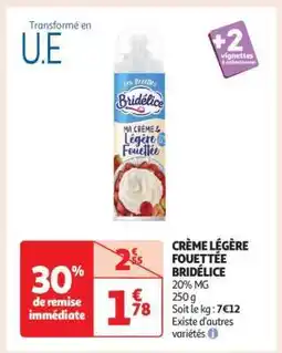 Auchan Crème Légère Fouettée Bridélice offre