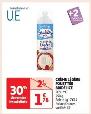 Auchan Crème Légère Fouettée Bridélice offre