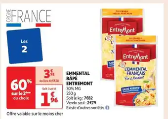 Auchan Emmental Râpé Entremont offre