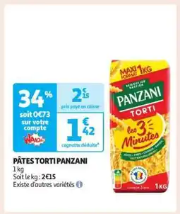 Auchan Pâtes Torti Panzani offre