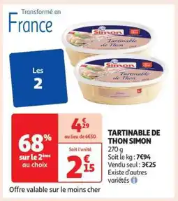 Auchan Tartinable De Thon Simon offre