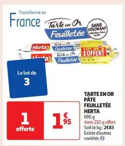 Auchan Tarte En Or Pâte Feuilletée Herta offre