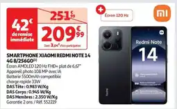 Auchan SMARTPHONE XIAOMI REDMI NOTE 14 4G 8/256GO offre