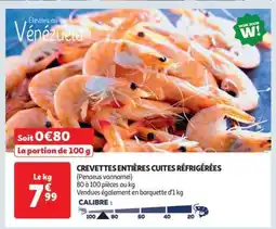 Auchan Crevettes Entières Cuites Réfrigérées offre