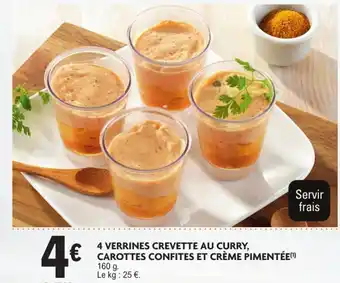 E.Leclerc 4 verrines crevette au curry, carottes confites et crème pimentée offre