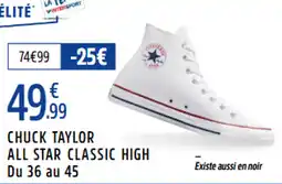 Intersport CONVERSE Chuck taylor all star classic high du 36 au 45 offre