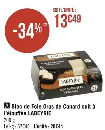 Géant Casino Labeyrie bloc de foie gras de canard cuit à l’étouffée offre